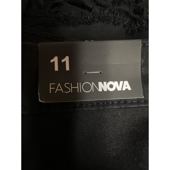 NEW! Fashion Nova Black Bell Bottom Distressed Jeans Women's Size 11 - Picture 11 of 11